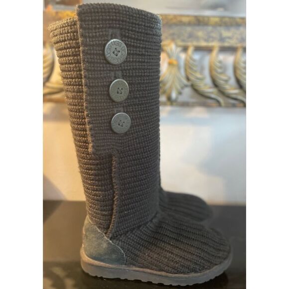 UGG 5819 Cardy Knitted Black Boots Women’s Size 7 Medium - Picture 5 of 11